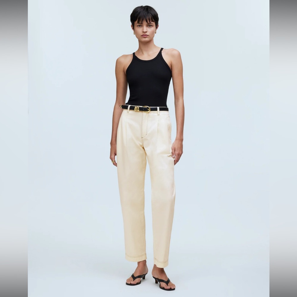 NWT Madewell Pleated Straight Pants in Antique Cream